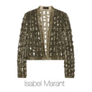 Isabel Marant Glowy Embellished Cutout Cotton Canvas Jacket Size 38